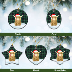 MacAulay Hunting Ancient Tartan Christmas Ceramic Ornament - Highland Cows Style