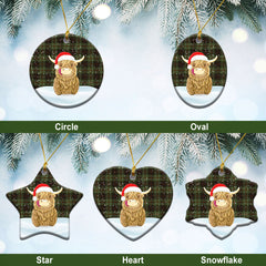 MacDermotts Tartan Christmas Ceramic Ornament - Highland Cows Style