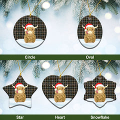 MacKenzie Weathered Tartan Christmas Ceramic Ornament - Highland Cows Style