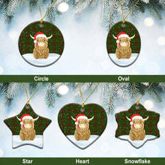Maxwell Hunting Tartan Christmas Ceramic Ornament - Highland Cows Style