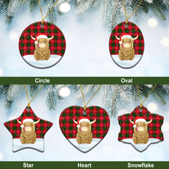 Rattray Modern Tartan Christmas Ceramic Ornament - Highland Cows Style