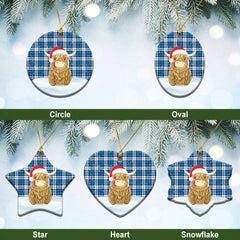 Roberton Tartan Christmas Ceramic Ornament - Highland Cows Style