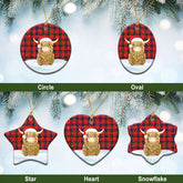 Robertson Modern Tartan Christmas Ceramic Ornament - Highland Cows Style