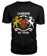 Cameron Modern Tartan Crest 2D T-shirt - Blood Runs Through My Veins Style