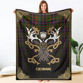 Cochrane Modern Tartan Crest Premium Blanket - Celtic Stag style