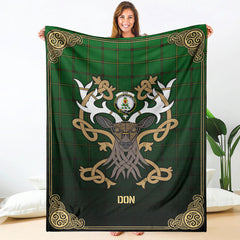 Don Tartan Crest Premium Blanket - Celtic Stag style