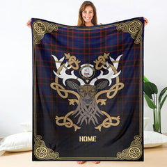 Home Modern Tartan Crest Premium Blanket - Celtic Stag style