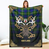 Maitland Tartan Crest Premium Blanket - Celtic Stag style
