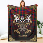 McGowan Tartan Crest Premium Blanket - Celtic Stag style