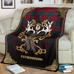 Fotheringham Tartan Crest Premium Blanket - Celtic Stag style