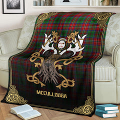 McCullough Tartan Crest Premium Blanket - Celtic Stag style