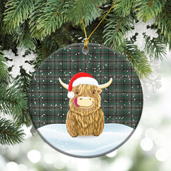Craig Tartan Christmas Ceramic Ornament - Highland Cows Style