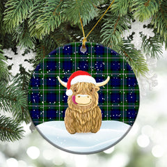 Forbes Modern Tartan Christmas Ceramic Ornament - Highland Cows Style
