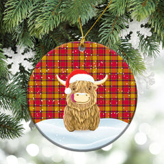 Scrymgeour Tartan Christmas Ceramic Ornament - Highland Cows Style