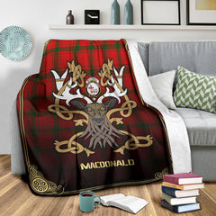 MacDonald of Sleat Tartan Crest Premium Blanket - Celtic Stag style
