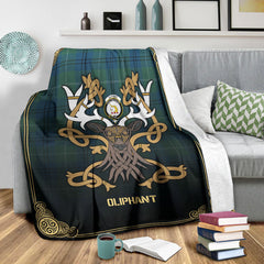 Oliphant Ancient Tartan Crest Premium Blanket - Celtic Stag style