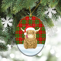 Burnett Ancient Tartan Christmas Ceramic Ornament - Highland Cows Style