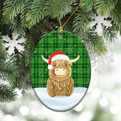 Galloway District Tartan Christmas Ceramic Ornament - Highland Cows Style