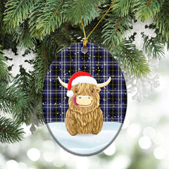 Kilmarnock Tartan Christmas Ceramic Ornament - Highland Cows Style