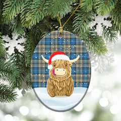 Napier Ancient Tartan Christmas Ceramic Ornament - Highland Cows Style
