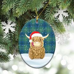 Oliphant Ancient Tartan Christmas Ceramic Ornament - Highland Cows Style