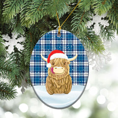 Roberton Tartan Christmas Ceramic Ornament - Highland Cows Style