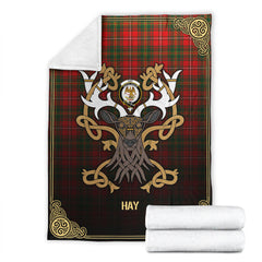 Hay Modern Tartan Crest Premium Blanket - Celtic Stag style