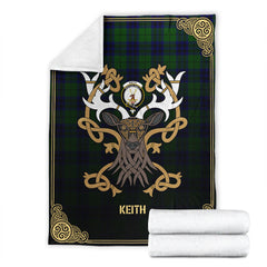 Keith Modern Tartan Crest Premium Blanket - Celtic Stag style