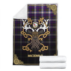 MacDonald Dress Modern Tartan Crest Premium Blanket - Celtic Stag style