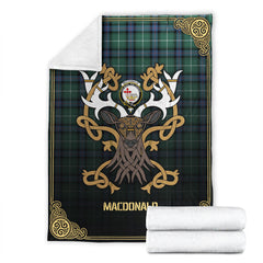 MacDonald of the Isles Hunting Ancient Tartan Crest Premium Blanket - Celtic Stag style