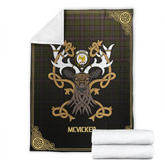 McVicker Tartan Crest Premium Blanket - Celtic Stag style