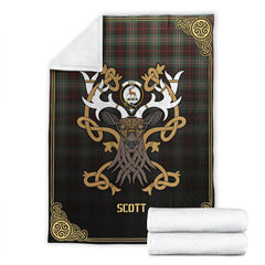 Scott Brown Ancient Tartan Crest Premium Blanket - Celtic Stag style