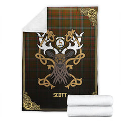 Scott Brown Modern Tartan Crest Premium Blanket - Celtic Stag style