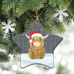 Gladstone Tartan Christmas Ceramic Ornament - Highland Cows Style