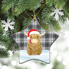 Glendinning Tartan Christmas Ceramic Ornament - Highland Cows Style