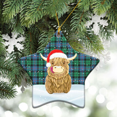 Morrison Ancient Tartan Christmas Ceramic Ornament - Highland Cows Style