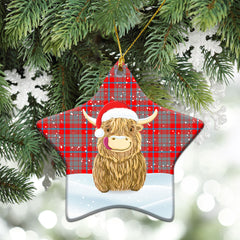 Moubray Tartan Christmas Ceramic Ornament - Highland Cows Style