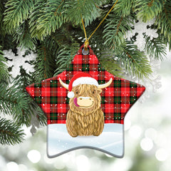 Nesbitt Modern Tartan Christmas Ceramic Ornament - Highland Cows Style