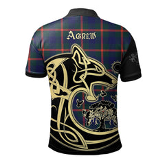 Agnew Modern Tartan Polo Shirt Viking Wolf