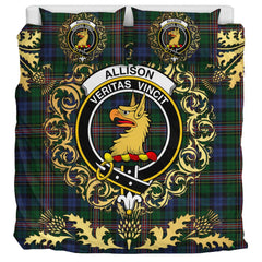 Allison (MacBean and Bishop) Tartan Crest Bedding Set - Golden Thistle Style