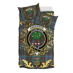 Anderson Tartan Crest Bedding Set - Golden Thistle Style