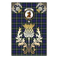 Baird Modern Tartan Crest Black Garden Flag - Gold Thistle Style Ver 1