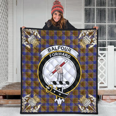 Balfour Modern Tartan Crest Premium Quilt - Gold Thistle Style