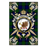 Bannatyne Tartan Crest Black Garden Flag - Gold Thistle Style