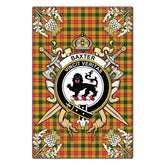 Baxter Tartan Crest Black Garden Flag - Gold Thistle Style