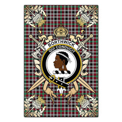 Borthwick Ancient Tartan Crest Black Garden Flag - Gold Thistle Style