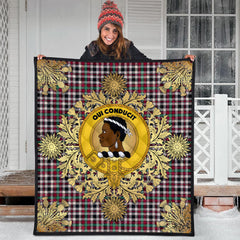 Borthwick Dress Ancient Tartan Crest Premium Quilt - Gold Thistle Style