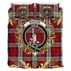 Brodie Dress Tartan Crest Bedding Set - Golden Thistle Style