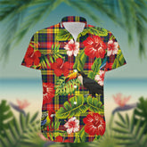 Buchanan Tartan Hawaiian Shirt Hibiscus, Coconut, Parrot, Pineapple - Tropical Garden Shirt