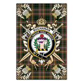 Buchanan Hunting Tartan Crest Black Garden Flag - Gold Thistle Style